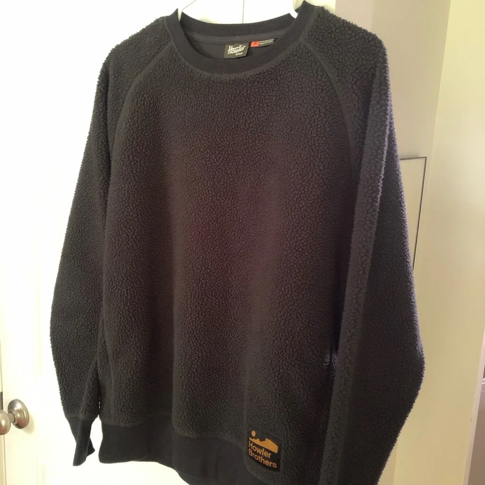 New: Howler Brothers Eleos Fleece Crewneck. Antique Black. Size Medium